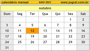 Calendario Mensal Outubro De 2021 Imprimir Mes De Outubro 2021