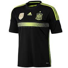 Le maillot de football extérieur de l'espagne pour la coupe du monde 2014 est noir avec du jaune électrique. Maillot De Foot Espagne Exterieur 2014 15 Adidas Sportingplus Passion For Sport