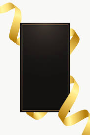 Black And Gold Design Png Download Premium Png Of Black Rectangle Frame With Gold Ribbon Transparent Black Rectangle Gold Ribbons Frame