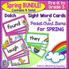 Bundle Pack Pre K Gr 3 Spring Dolch Sight Word Cards Pocket Chart Game