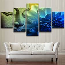 Modern wall art can add color, texture and dimension to any space while conveying your preferences, making a political statement or simply presenting a piece that draws you in. China Modern Wall Art Canvas Hd Prints Landscape Oil Painting Frame Modular Poster 5 Panel Buddha Lotus Buddhism Decor Pictures China Canvas Painting And Printed Oainting Price