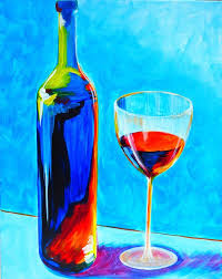 Wine Bottle And Glass Wine Painting Art Painting Wine Art