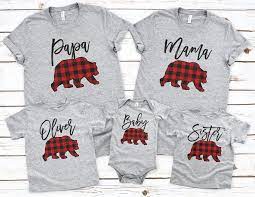 Buffalo Plaid Bear Family Shirts Custom Matching Family Outfit Mommy And Me Daddy And Me Baby Bear Mama Bear Papa Bear In 2021 Bear Family Shirts Matching Family Outfits Family Shirts