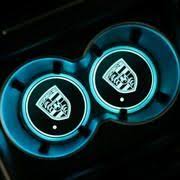 2pcs 7 Colors Led Car Cup Holder Mat Acrylic Usb Coaster Pad Auto Interior Atmosphere Light For Porsche Thegzcar Cup Logo Led Color Cup Coaster