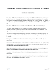 Find out what exactly they do and how in estate planning, it's often smart to make your power of attorney durable. this means that the power of attorney is effective even if you're incapacitated. Free Nebraska Durable Power Of Attorney Form Pdf Word Rtf
