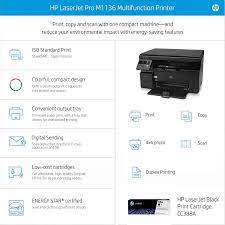 Download the latest drivers, firmware, and software for your hp laserjet pro m1136 multifunction printer.this is hp's official website that will help automatically detect and download the correct drivers free of cost for your hp computing and printing products for windows and mac operating system. Amazon In Buy Hp Laserjet Pro M1136 Printer Print Copy Scan Compact Design Reliable And Fast Printing Online At Low Prices In India Hp Reviews Ratings