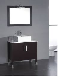 The ceramic vessel sink and vertically mounted mirror accentuate the modernistic approach to the design. Cambridge 36 Inch Porcelain Vessel Sink Bathroom Vanity Set Espresso Finish