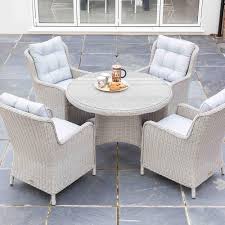 Round dining table for 4. Astor 4 Seater Grey Rattan Garden Dining Set Envirobuild