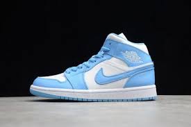 Blue and white basketball shoes. Nike Air Jordan 1 Retro Mid Og Unc Powder Blue White Aj1 Basketball Shoes 554724 106 Reactrun