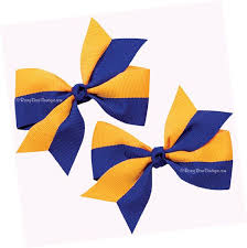 Many Colors Royal Blue Gold Knotted Pinwheel Spirit Hair Bows 3 5 Set Of 2 School Spirit Bow Choose Your Team Spirit Bow Royal Blue And Gold Bows