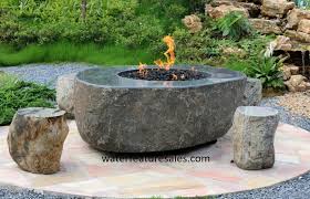 In ground palm springs corten steel fire pit : Firepit Fountain Boulder Fountain
