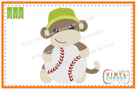 Download Applique Corner Sock Monkey Baseball Cuttable Svg Clipart Design
