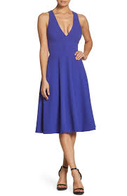 Catalina Tea Length Fit Flare Dress Main Color Blue Violet Fit Flare Dress Trendy Cocktail Dresses Dress The Population