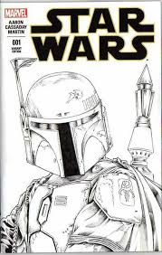Boba Fett On Blank Sketch Cover Original Art By Rodney Fyke Pencils And Inks Prior To Colors Star Wars Coloring Sheet Boba Fett Animation Film