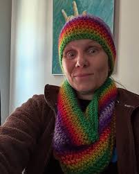 Weekend crochet fun! I made a rainbow cowl and hat—so soft and comfy to  wear! #crochet