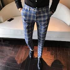 Plaid Business Casual Slim Fit Classic Vintage Men Trouser Mens Pants Fashion Mens Dress Pants Mens Fashion Edgy