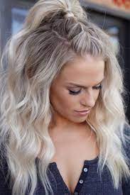The upside to this hot medium length hairstyle with bangs is that it gets very easier to style it up. 60 Ultra Flirty Blonde Hairstyles You Have To Try Medium Hair Styles Half Ponytail Medium Length Hair Styles