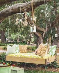 This simple diy macrame plant hanger is dressed up with a gold metal ring to add a little glamour to your living space. Diy Outdoor Hanging Swing Beds For Your Porch Garden The Garden Glove