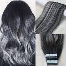 Silver gray balayage ombre hair silver hair isn't going anywhere! Amazon Com Hairdancing 14 Ombre Balayage Color Natural Black To Silver Grey To 1b Ombre Tape In Hair Extensions Pu Skin Hair Weft Seamless Remy Human Hair Extensions 20pcs 50g Beauty