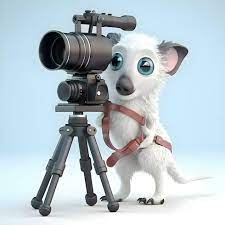 süß Karikatur Hund mit ein Kamera auf ein Stativ. 3d Wiedergabe, ai  generativ Bild 23183492 Stock-Photo bei Vecteezy