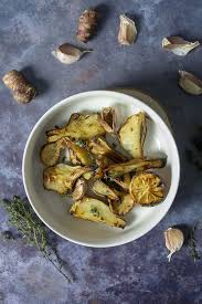 Topinambours Rotis A L Ail Et Au Thym Recette Topinambour Recette Recettes De Cuisine Recette Legume