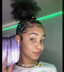 Rubber Band Bun Products Used Edge Control Edge Wrap Gel Glamgirl Cosmetics Lip Rubber Band Hairstyles Curly Hair Inspiration Natural Hair Styles Easy