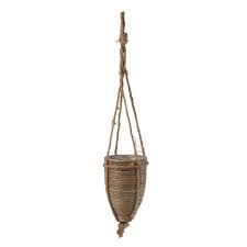 Suspension pot de fleur macramé. Cache Pot A Suspendre Rotin Clevie 30cm Naturel
