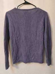 Evelyn Grace Purple 100% Cashmere Knit Long Sleeve Crew Neck Sweater Size S