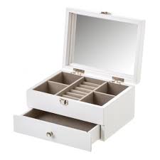 Cassette inseribili e impilabili disponibili in diverse capacità e differenti misure. Scatola Porta Gioielli In Legno Box Con Vetro E 2 Cassetti Porta Oggetti Bianco Bakaji