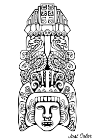 Kachina doll coloring page from native americans category. Totem Inspiration Inca Mayan Aztec 2 Mayans Incas Adult Coloring Pages