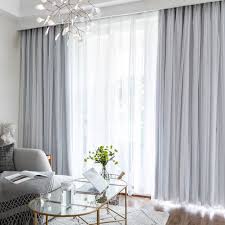 Pack Of 2 Layer Tulle Sheer Lace And Blackout Curtain Panel White Double Pleat Drapes Grey Curtains Living Room Living Room Drapes Curtains Living Room Modern