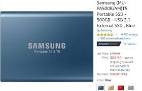 Samsung Mu Pa500b Am T5 Portable Ssd 500gb Usb 3 1 External Ssd Blue In 2020 Ssd Samsung Amazon Devices