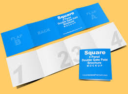 Realistic dimensions and high resolution (3200×2400px / 300 ppi). Square 4 Fold Brochure Mockup Double Gate Fold Cover Actions Premium Mockup Psd Template