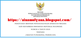 Jabatan fungsional perencana termasuk dalam rumpun manajemen. Permenpan Rb Nomor 4 Tahun 2020 Tentang Jabatan Fungsional Perencana Pendidikan Kewarganegaraan Pendidikan Kewarganegaraan