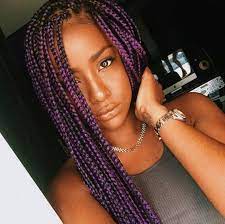 Deep Purple With Black Box Braids Purple Box Braids Purple Braids Box Braids Styling