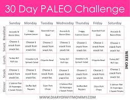 30 Day Paleo Challenge Diary Of A Fit Mommy 30 Day Paleo Challenge Paleo Challenge Free Meal Planning Printables