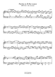 In a baroque dance suite an italian or french courante is typically paired with a preceding allemande, making it the second movement of the suite or the third if there is a prelude. Klavier Musiknoten Partita In B Dur Bwv 825 Iii Corrente Bach
