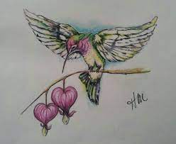 Pin By Heather Manthei On My Artwork Hummingbird Tattoo Heart Flower Tattoo Bleeding Heart Tattoo