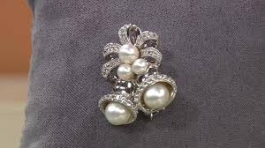 Lara Pearl Cultured Pearl Christmas Bells Brooch Sterling Silver - QVC UK