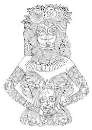 Calavera coloring book mexico day of the dead skull and crossbones, calaveras, calavera, coloring book, mexico png. Girl With Calavera Makeup Holding Sugar Skull Halloween Coloring Page Clipart Image