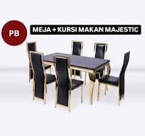Meja Makan Set 6 Kursi Majestic ~ Daun Meja Marmer dengan ...