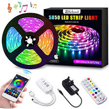 Led Strip Lights Kitselfeland Strips Lighting 5m 150leds Rgb 5050 Color Changing 12v Power Adapter 24 Key Ir Remo Led Strip Lighting Strip Lighting Tape Lights