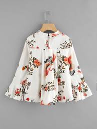 1.ikkat, kalamkari & cotton print pattern blouse to try this summer 2020. Fluted Sleeve Floral Print Pleated Front Blouse Fashion Tops Blouse Ladies Tops Fashion Kids Fashion Dress