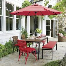 Kruger Ribbon Red Dining Chair With Sunbrella Ribbon Red Cushion Patio Dining Table Patio Red Dining Chairs