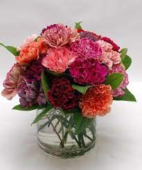 Carnival Of Color Carnations Two Dozen Mixed Color Carnations Arranged In A Vase A Colorful Confection Eve Carnation Centerpieces Carnation Flower Carnations
