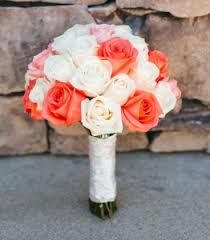 Peach coral rose wedding flower package | silk wedding flowers | cheap bridal bouquets | bridesmaid bouquets |boutonniere & corsage | artificial wedding bouquets (10 pc package) msrp: Buy Coral Bridal Cheap Online