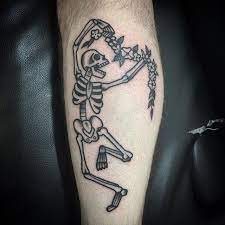 Skeleton tattoo tattoos skeleton tattoos traditional tattoo. A Frolicking Skeleton By Philippe Fernandez Via Ig Philippefernandez Traditional Blackwork Black Skeleton Tattoos Black Ink Tattoos Classic Style Tattoo