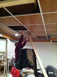 Once the panels are installed is create a plenum space which can assist in keeping a space cool or warm. Pin By Jenn Moore On Dime Store Dropped Ceiling Drop Ceiling Basement Ceiling Panels