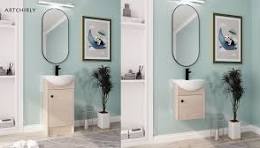 Amazon.com: ARTCHIRLY 18 Inch Wall-Mounted Bathroom Vanity ...