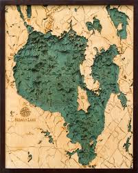 Sebago Lake 3 D Nautical Wood Chart 24 5 X 31